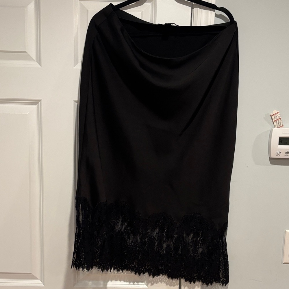 All Saints Black Midi Skirt with Lace Hem